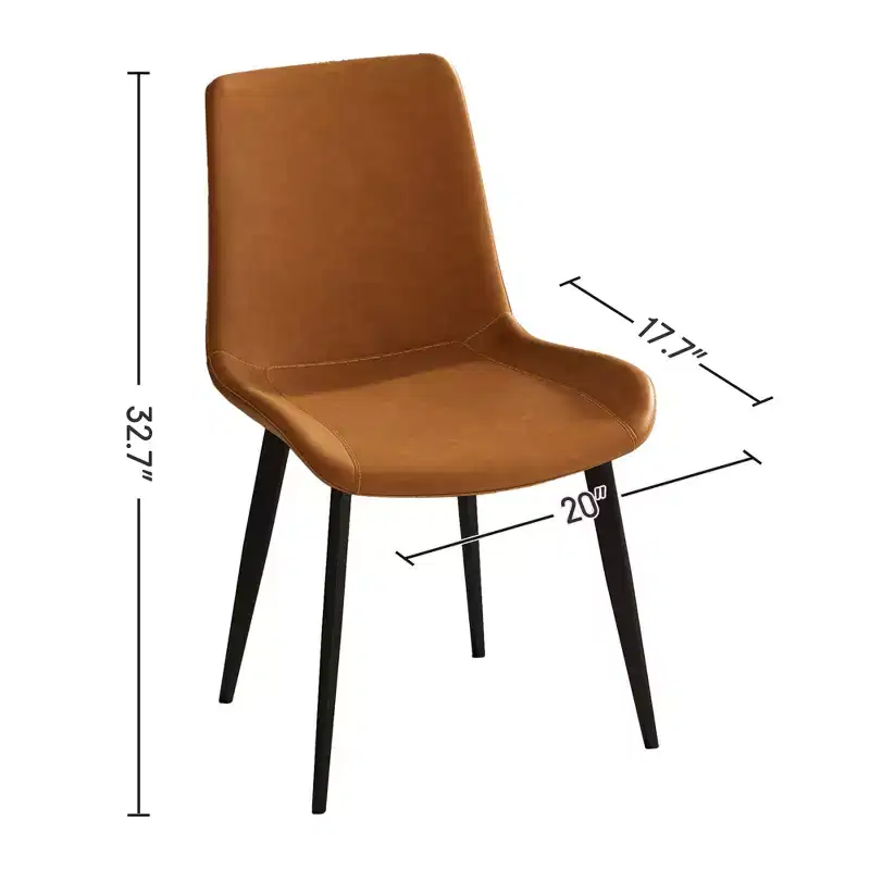 2pk Modern Faux Leather Dining Chairs with Cushioned Seats & Metal Legs