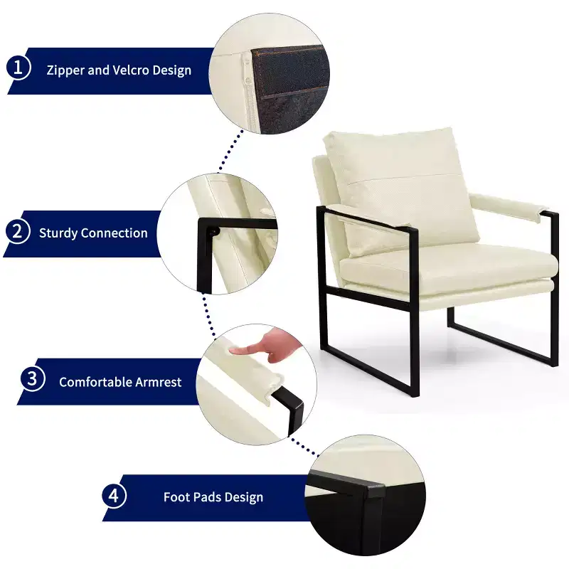 Subrtex Upholstered Modern Accent Chair with Metal Frame