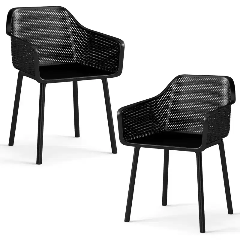 Costway 4 PCS Modern Plastic Dining Chairs Kitchen Armchairs w/ Breathable Mesh Backrest