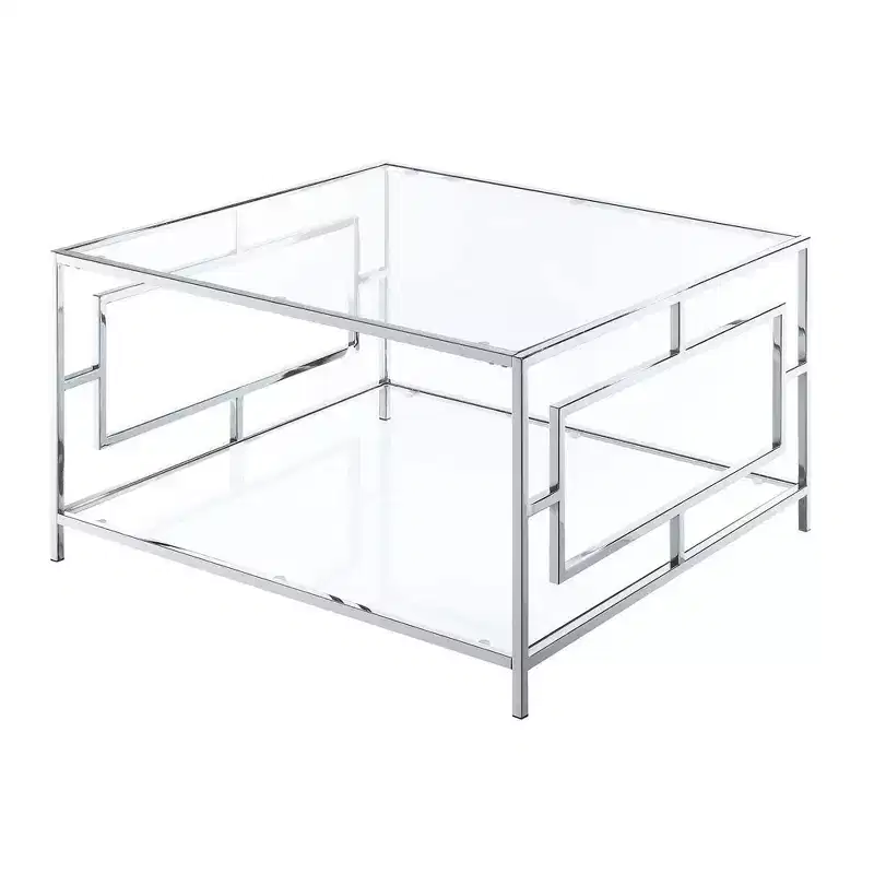 Chrome Square Coffee Table with Open Shelf
