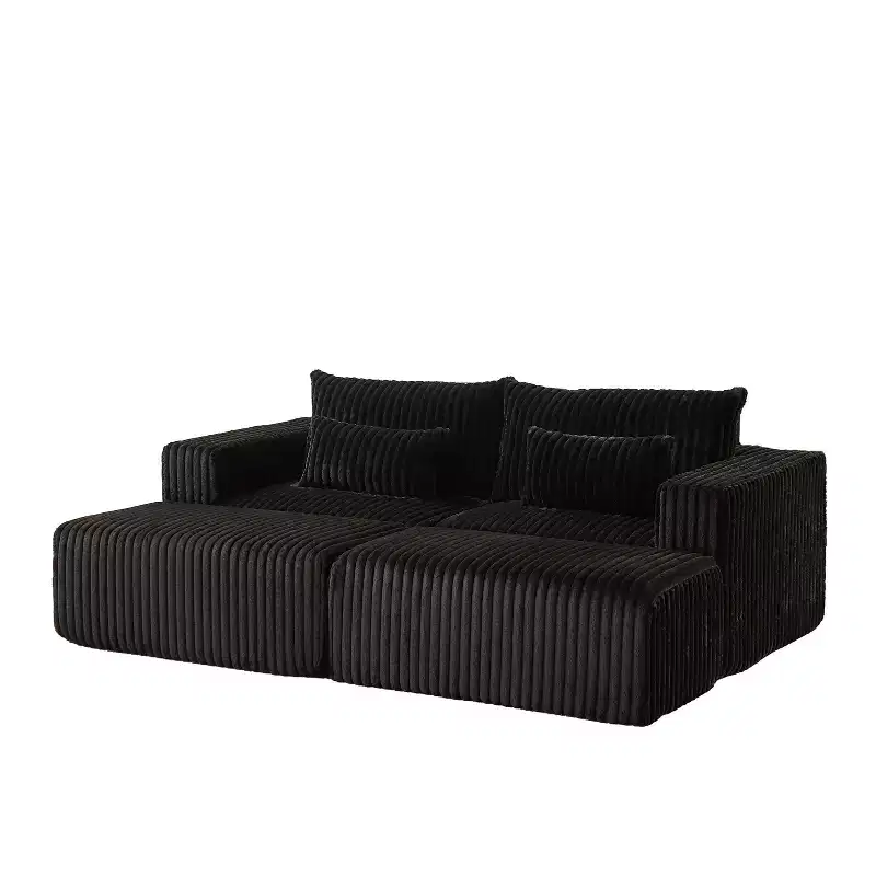 87 Oversized Sectional Lounge Chaise, No Assembly Required, Cloud Plush Loveseat with Two Removable Footstools