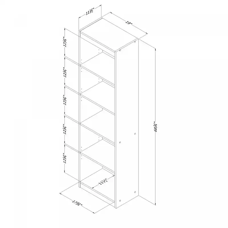 5-Shelf Narrow Bookcase