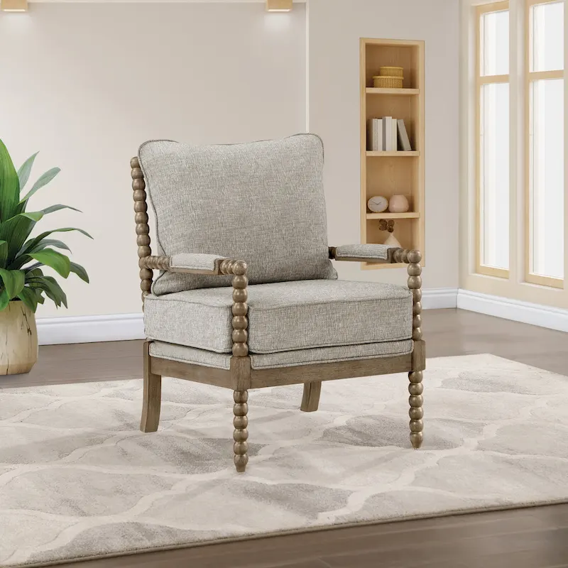 Fletcher Spindle Chair in Fabric with Brushed Charcoal Finish