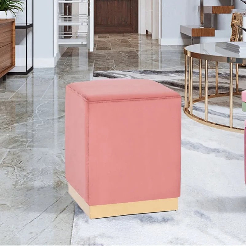 Ottoman Footrest Vanity Stool with Gold Trim