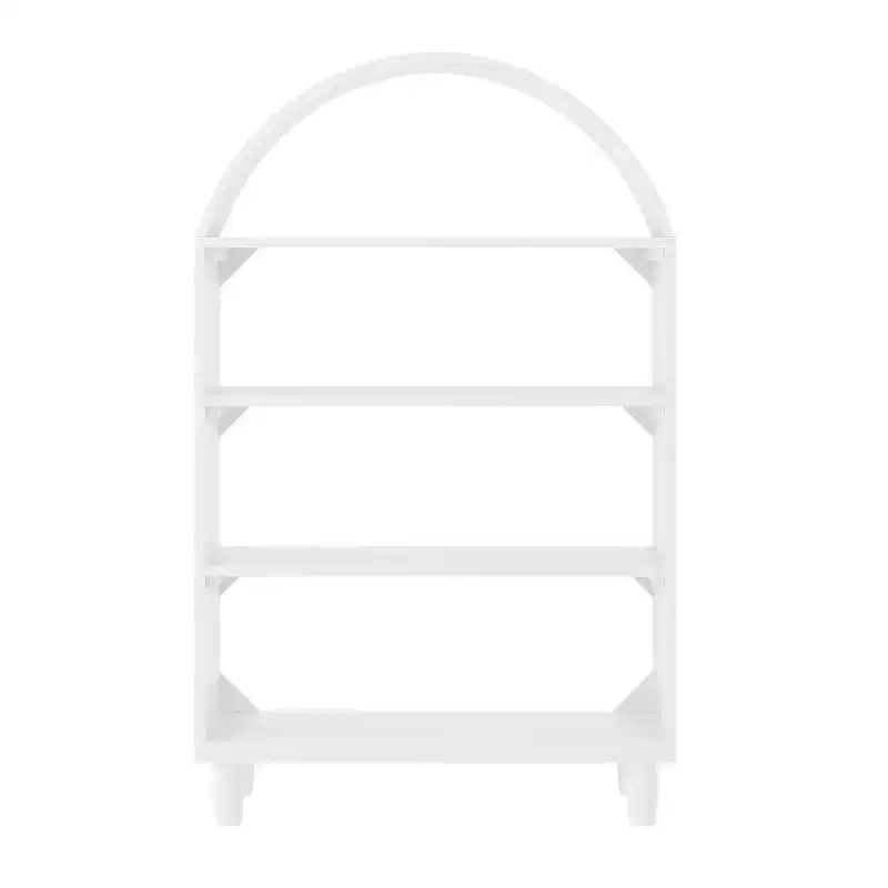 Buzz & Bloom Wood Open Bookshelf with Covered Rounded Top, 4 Shelves, and Cylindrical Legs