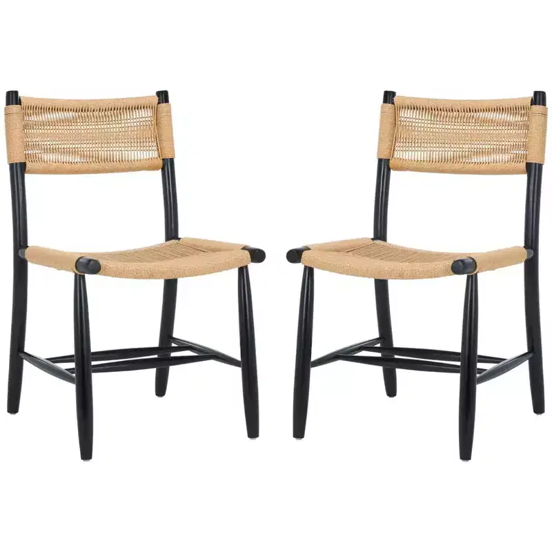 Masha Rope Dining Chair (Set of 2) - DCH8804 - Natural/Black - Safavieh