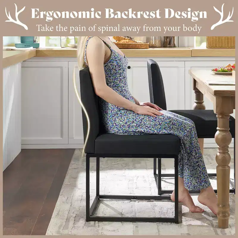 AMERLIFE Mid Century Linen Dining Chairs Set of 6, Modern Upholstered Dinner Chairs
