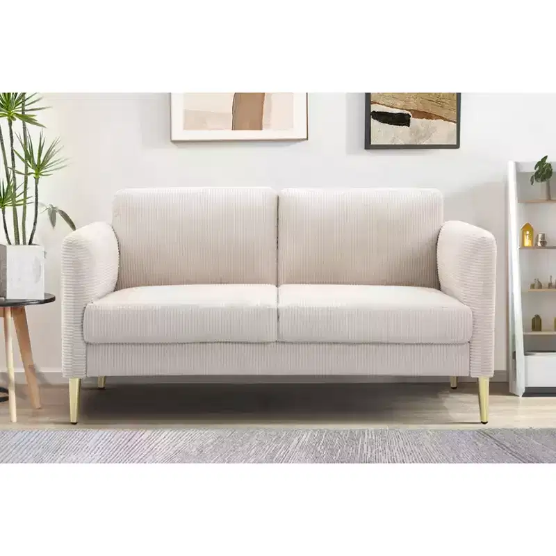 Okak Modern Plush Upholstered Corduroy Loveseat with Solid Wood Frame,Compact Sofa Couch for Living Room,Apartment