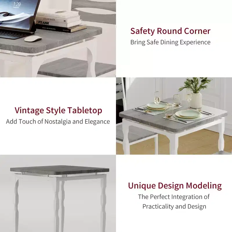 3 Piece Dining Table Set, with Spiral Legs
