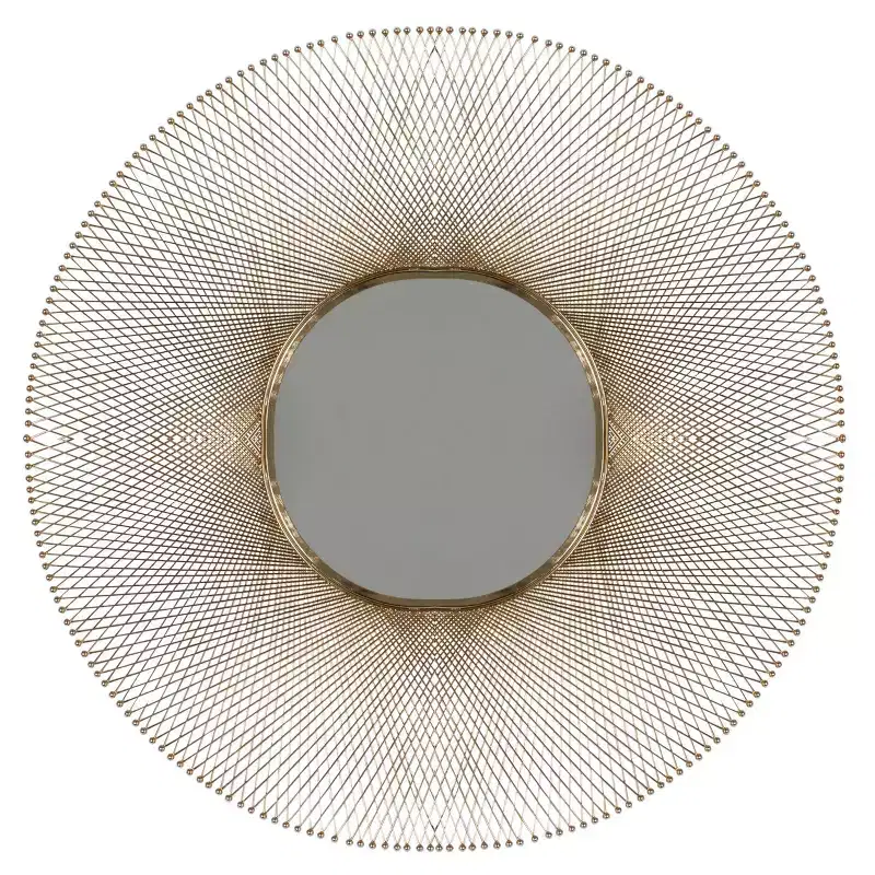 Metal Starburst Round Wall Mirror Gold - Olivia & May: Roulette Design, Modern Decor, No Assembly Required