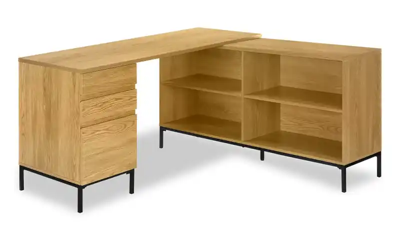 60 L-Shaped Office Desk with 3-Drawers & 4 Cubbies