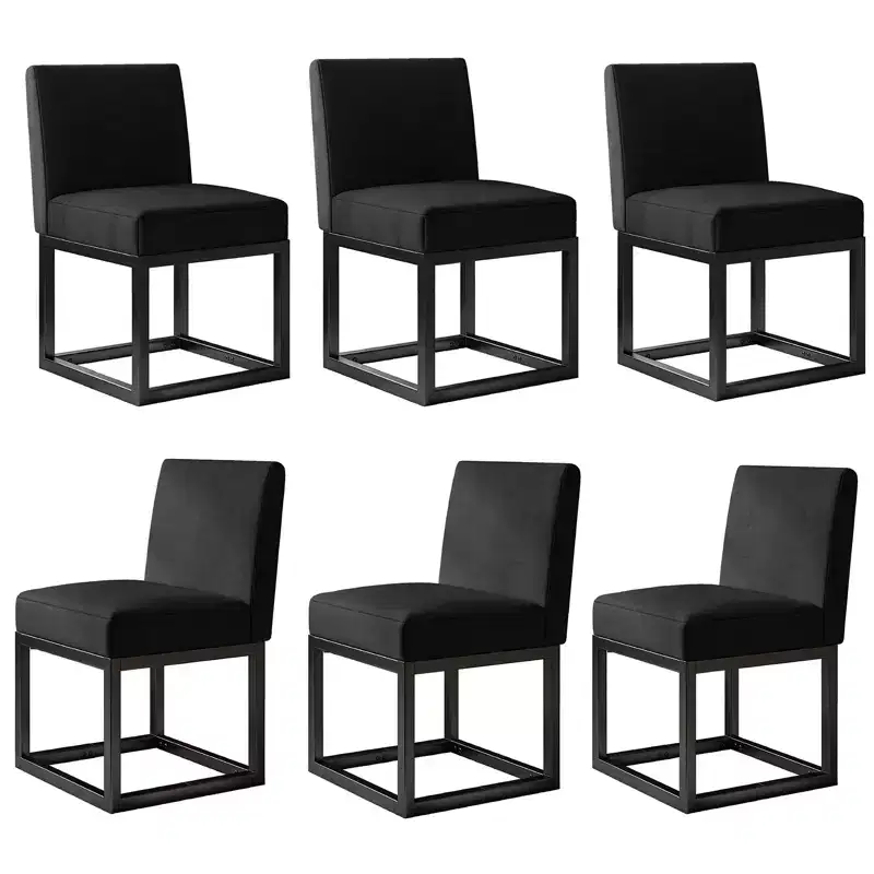 AMERLIFE Mid Century Linen Dining Chairs Set of 6, Modern Upholstered Dinner Chairs