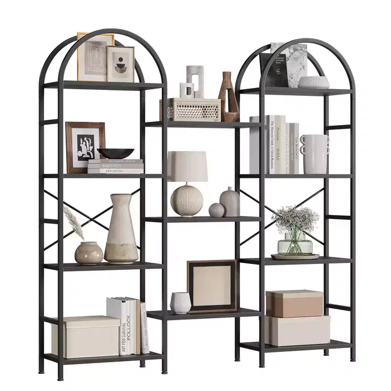 4-Tier Arched Bookshelf, 11-Shelf Large Open Display Bookcase with Wood Shelves for Living Room Bedroom