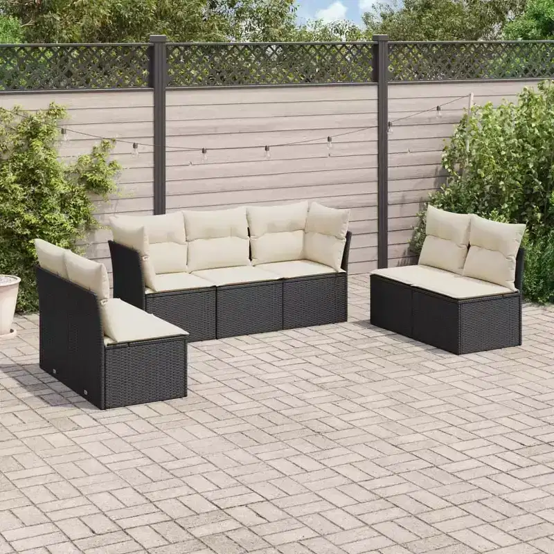 vidaXL Modular Garden Sofa Set with Cushions and Table in