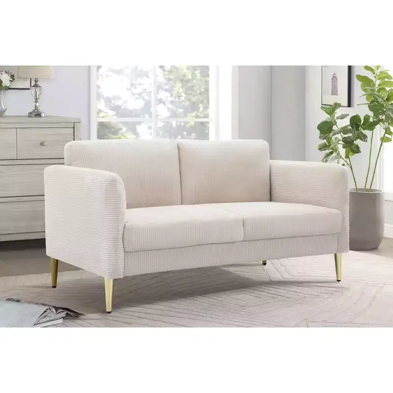 Okak Modern Plush Upholstered Corduroy Loveseat with Solid Wood Frame,Compact Sofa Couch for Living Room,Apartment
