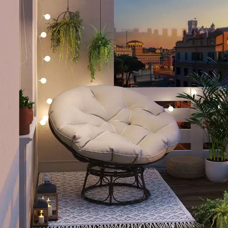 Papasan Patio Chair with Cushions