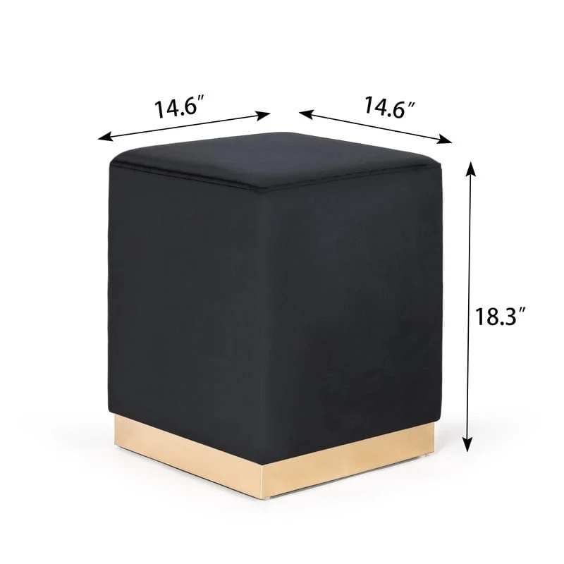 Adeco Ottoman Footrest Vanity Stool Gold Trim Footstool