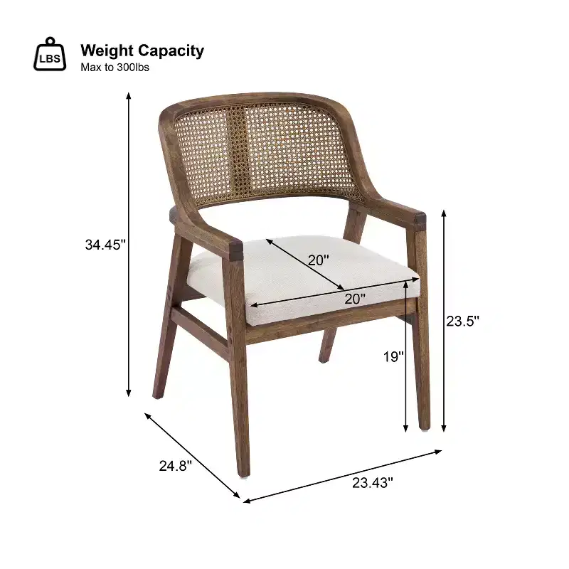 Christopher Knight Home Charlotte Mid-Century Modern Upholstered Dining Chairs with Natural Rattan Cane Back (Set of 2)