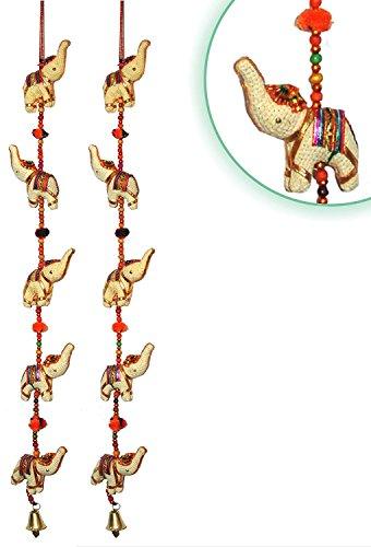 Handcrafted Rajasthani Colored Bells Design Wall Hanging Decorative Showpiece - 39 Inch (Wood)