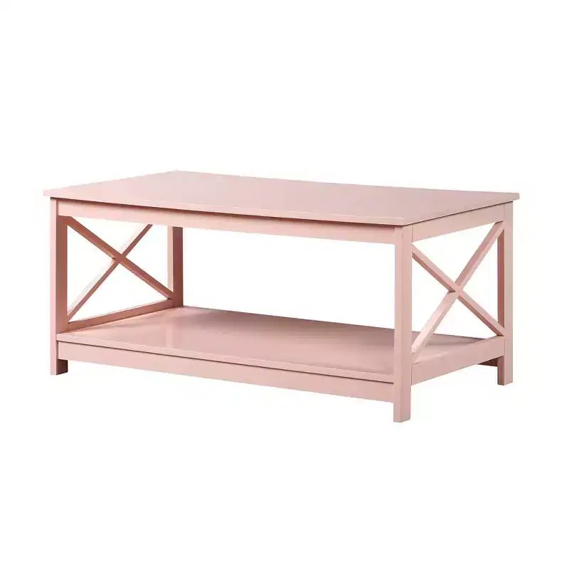 Breighton Home Oxford Coffee Table with Shelf in Blush Pink