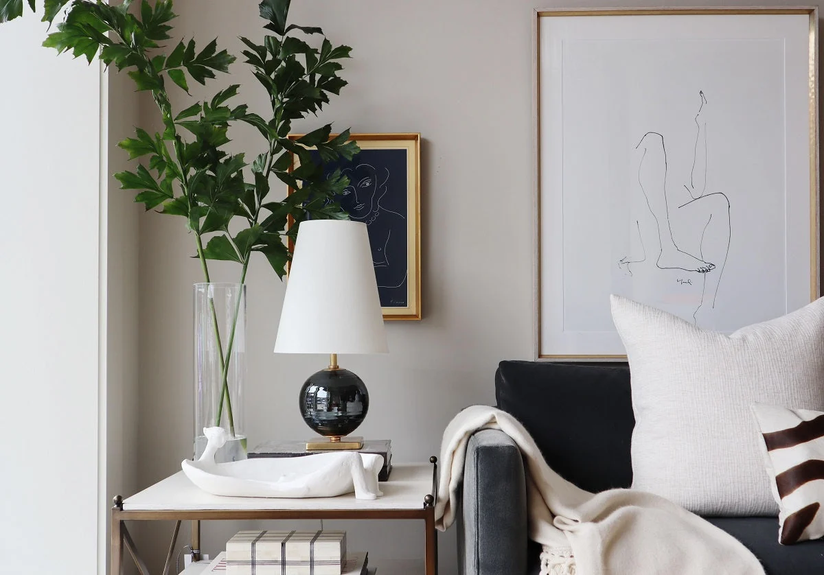 Artistic Stone & Plaster Figure Sculpture with White Plaster Elongated Form for Living Room & Bedroom