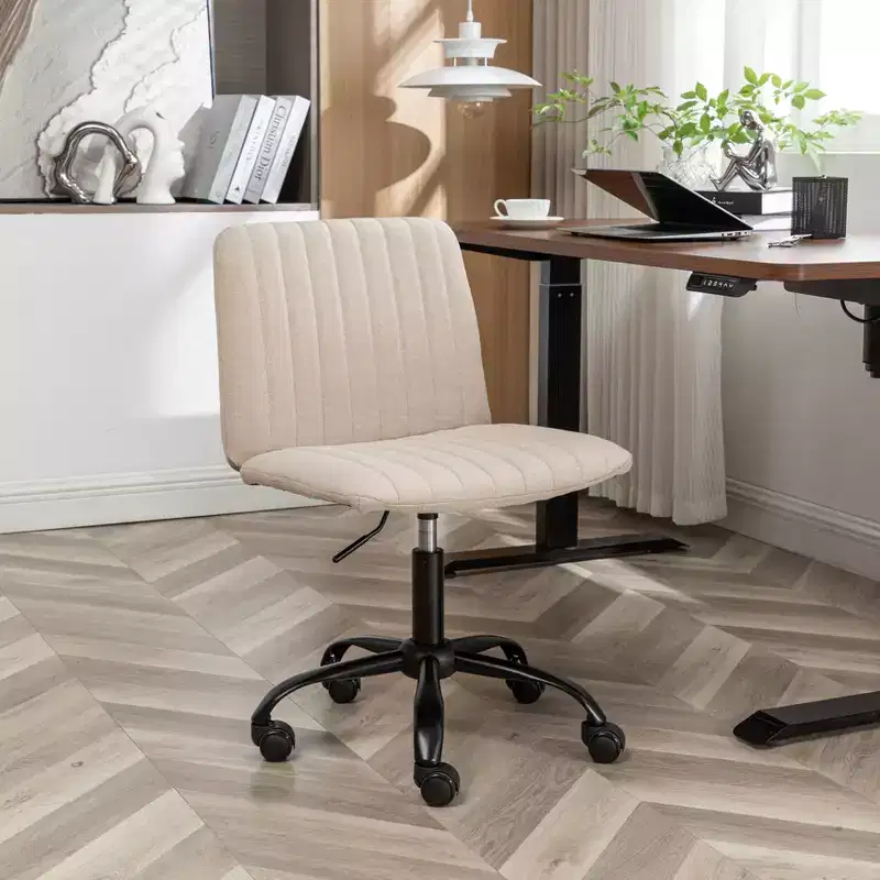 Stylish Armless Office Chair, Ergonomic Desk Chair with Adjustable Height and Wheels, 360 Swivel Chair for Home, Office