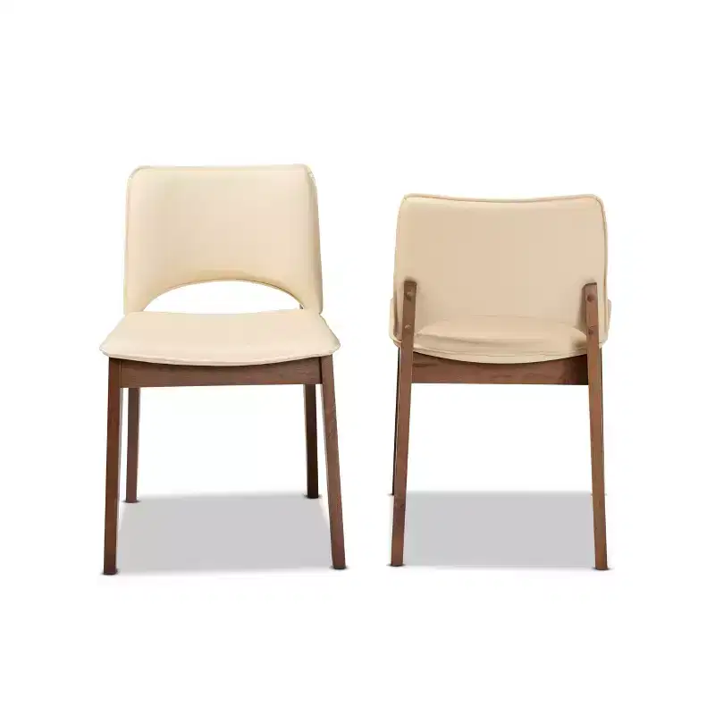 2pc Faux Leather Upholstered and Wood Dining Chair Set