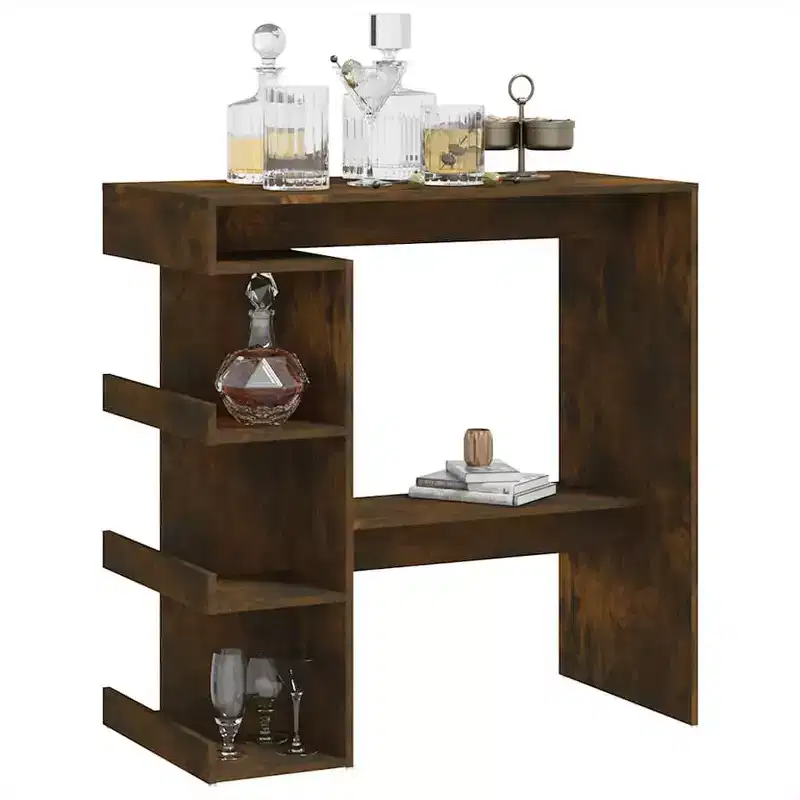 Bar Table Smoked Oak Engineered Wood 39.4 x 19.7 x 40.0 in