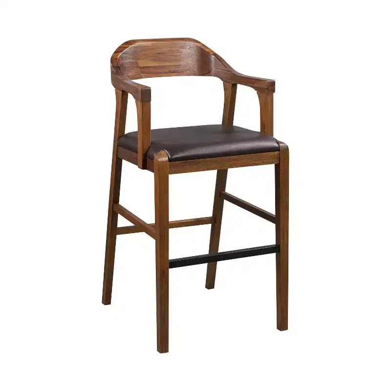 Rasmus Stationary Barstool: 29 Faux Leather, Eco-Friendly Wood, Fixed Height - Boraam