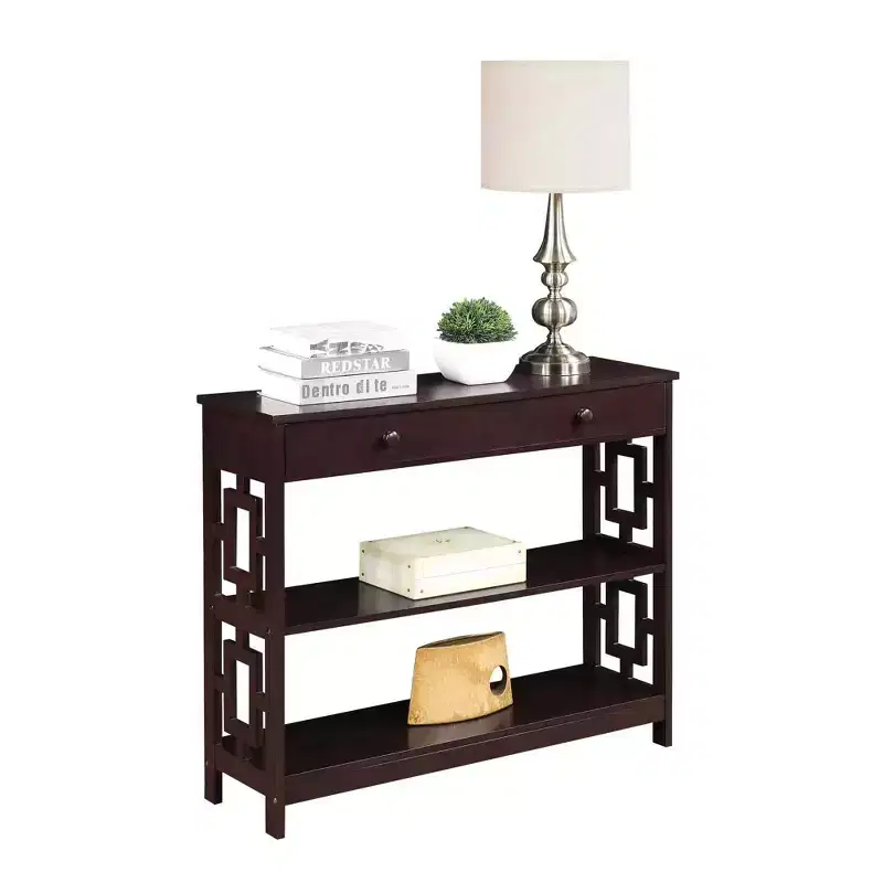 Town Square 1 Drawer Console Table with Shelves - Breighton Home