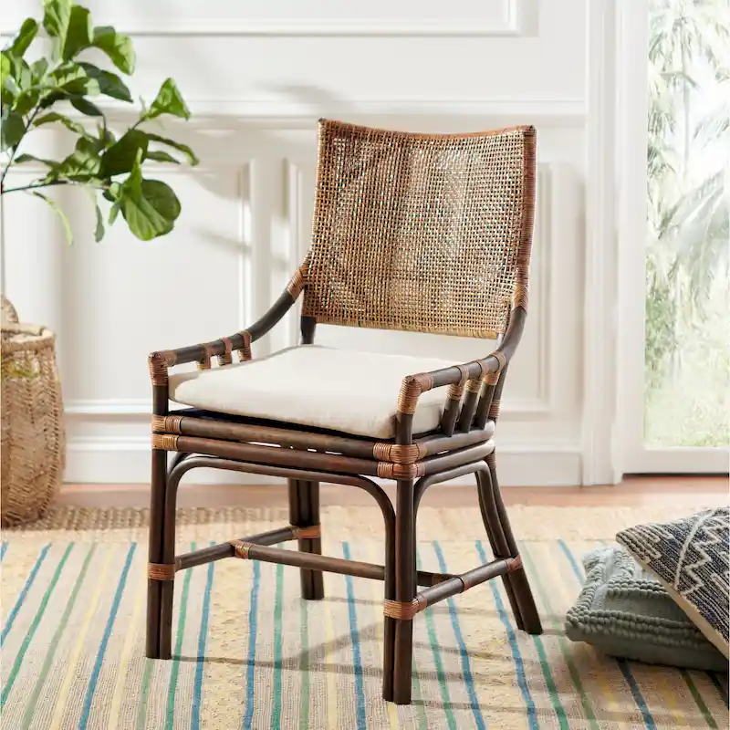 Coastal Rattan Cushion Chair 22 W x 24 L x 37 H 22W x 24D x 37H
