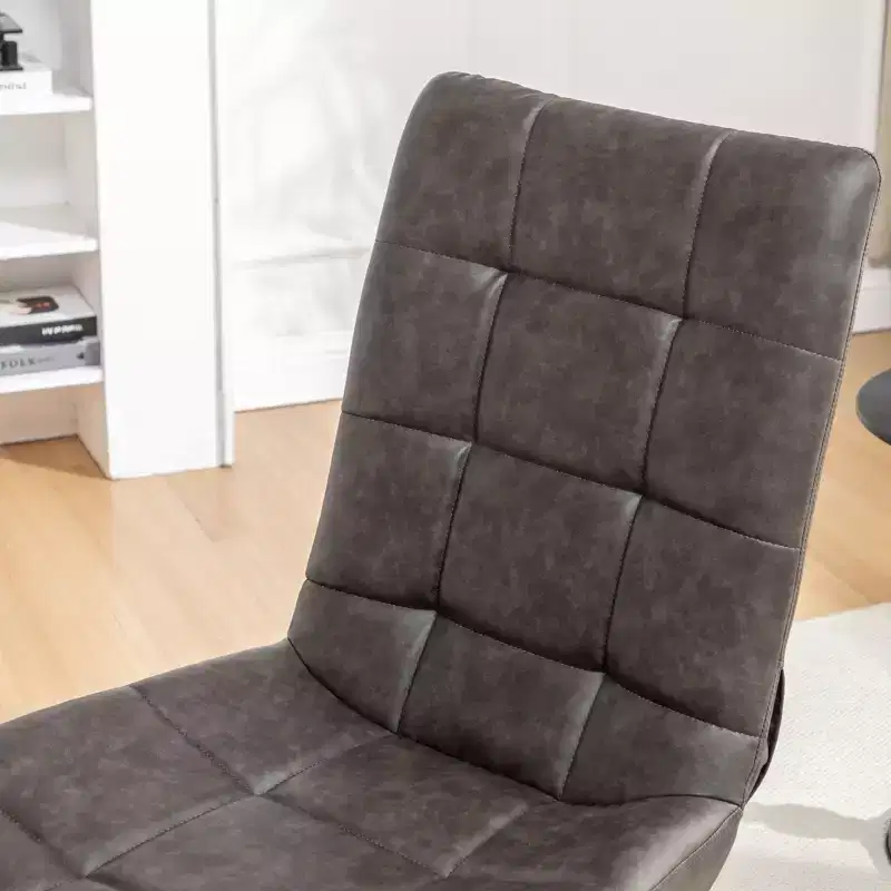 Faux Leather Tufted Swivel Accent Chair with Adjustable Height, 360° Swivel
