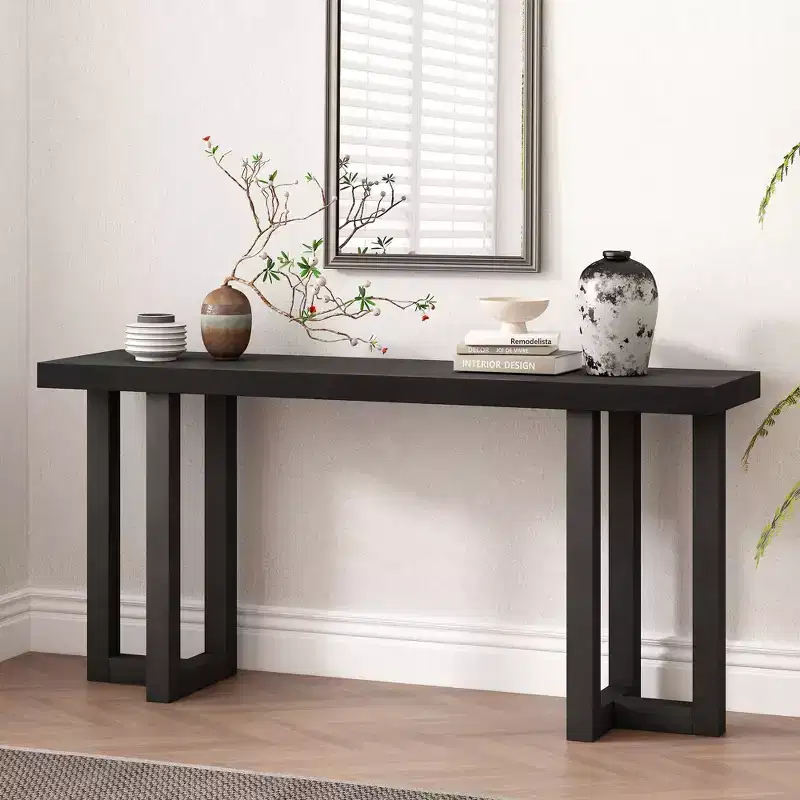Okak 63IN Modern Console Table with Solid Wood Legs, Elegent Entryway Table with Thick Tabletop, Hallway Table for Living Room, Bedroom