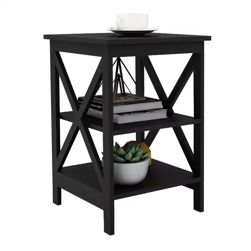 24 inch High Black Oxford Compact Side Table with MDF Material Legs