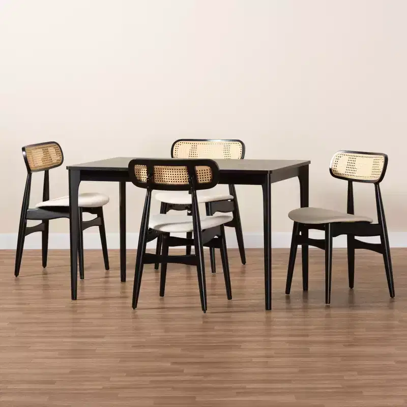 Baxton Studio Tarana Mid-Century Modern Wood 5-Piece Dining Set