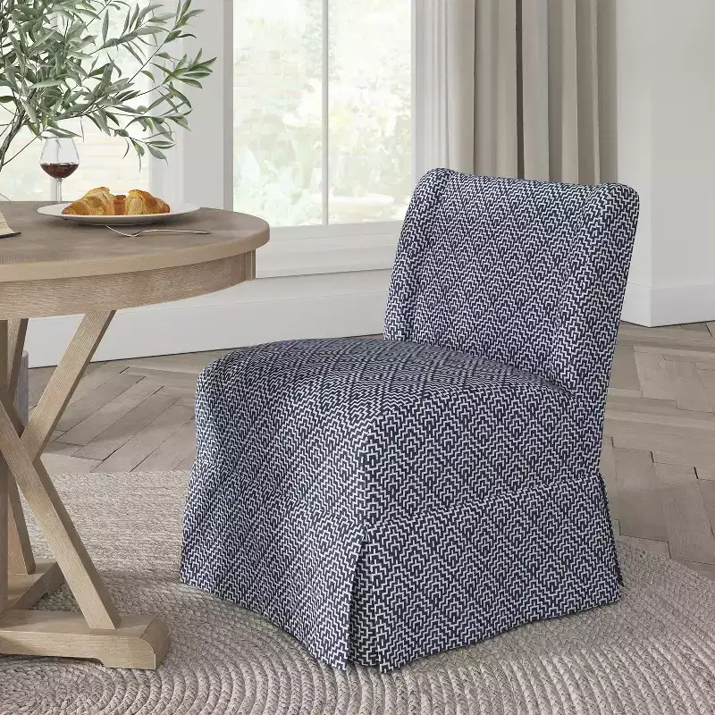 Fabrizius Transitional Upholstered Slipper Chair with Washable Slipcover and Solid Wood Legs | HULALA HOME