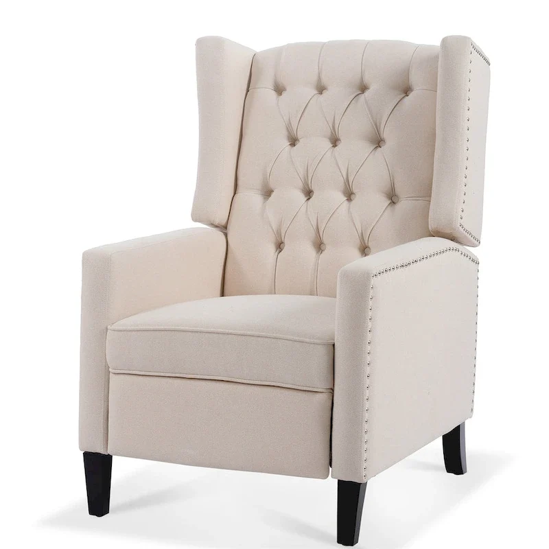 27 Wide Upholstered Manual Recliner, Wing Sofa Chair with Wood Legs