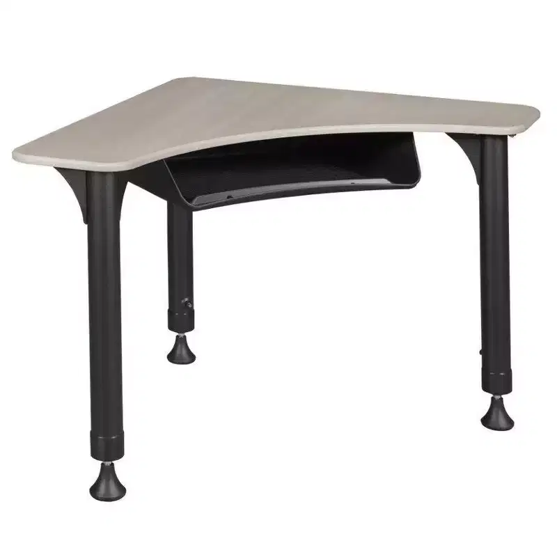 28 Inch Height Adjustable Activity School Desk with Book Storage and Maple Finish