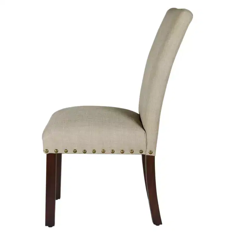 Set of 2 Michele Dining Chair with Nailhead Trim Linen - HomePop