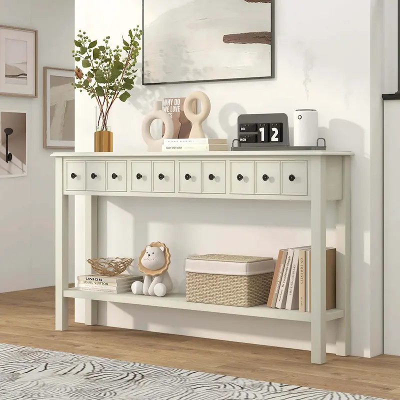 Costway 60 Console Table Retro Entryway Sofa Table with 4 Drawers & - See Details