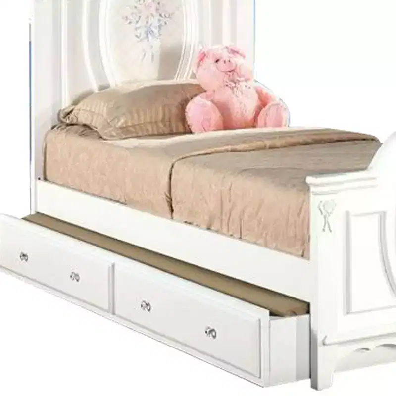 81 Full Bed Flora Bed White Finish - Acme Furniture: Cotton Upholstered, Underbed Storage, No Tools Assembly