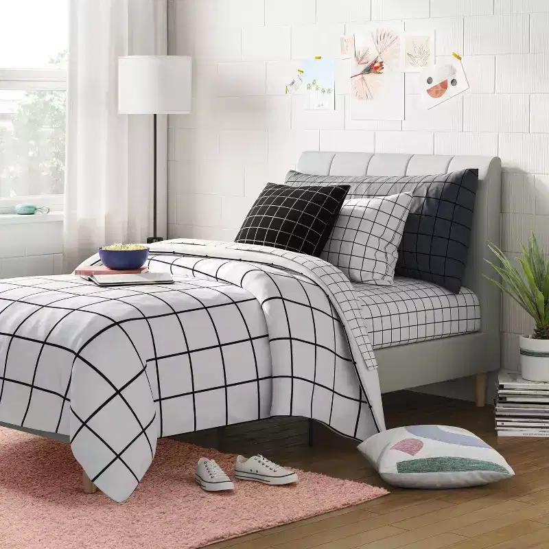 Twin Bed Cream - Room Essentials™: Upholstered Headboard, Plywood Frame, No Box Spring Needed