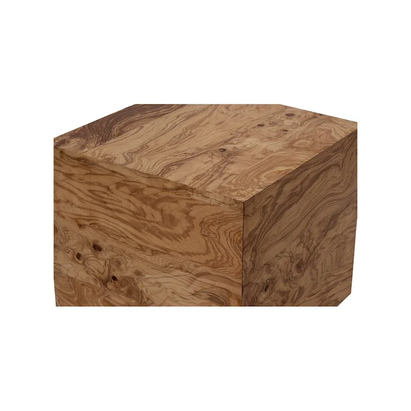 Modern Natural Burl Wood Veneer Side Table, 18