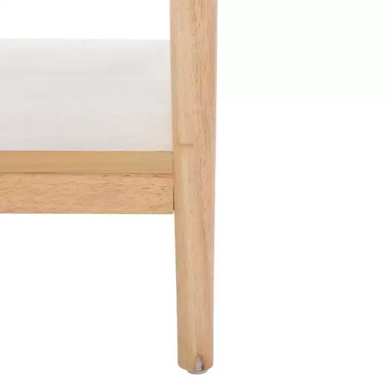 1-Drawer Rubberwood Nightstand with Open Shelf, Whitewash Finish, No Assembly
