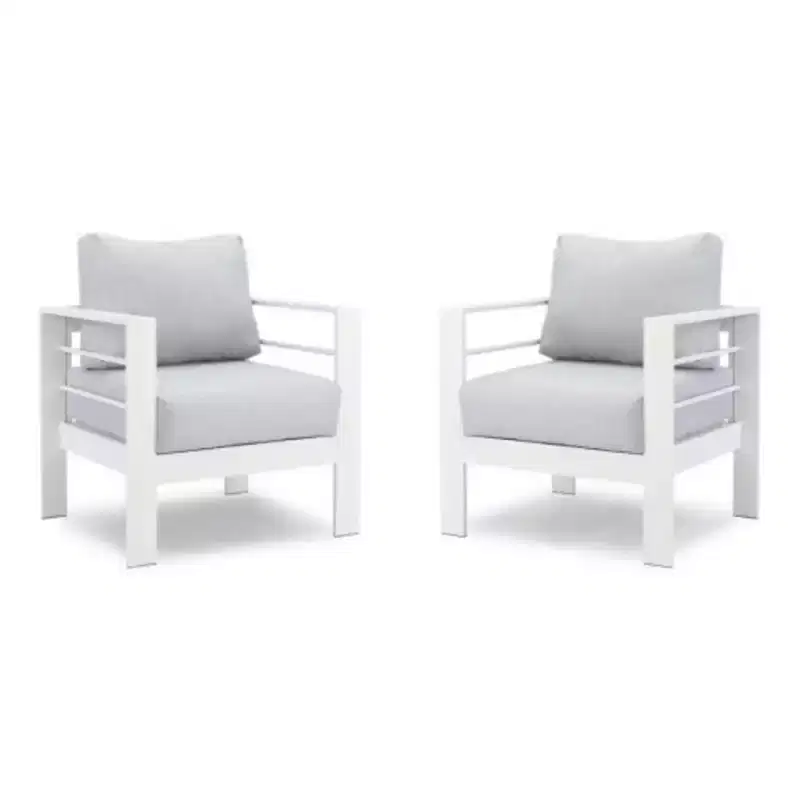 2-Pack 28 All-Weather Aluminum Patio Armchairs with Thick Cushions
