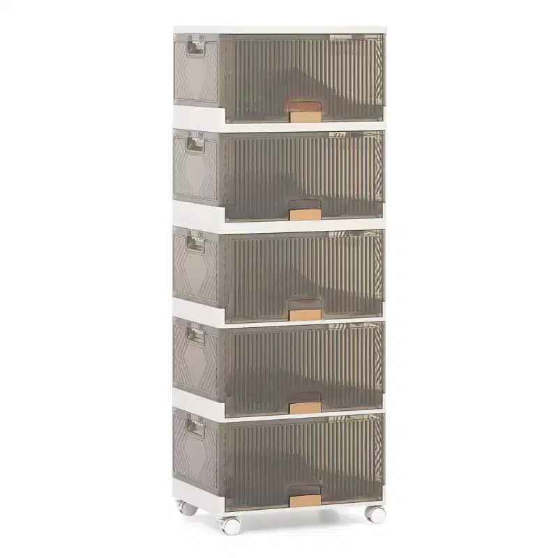 5 - Cube Stackable Storage Bins with Detachable Wheels 22.5 Gal Large Organizer