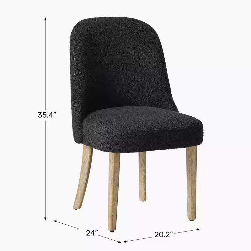 Mid-Century Modern Boucle Upholstered Dining Chair, Set of 6, Water-Resistant Fabric