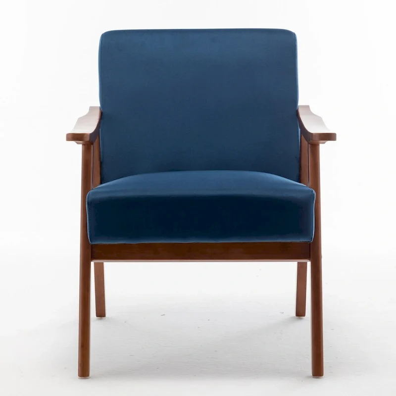 Mid-Century Modern Accent Chair with Solid Wood Frame, Set of 1