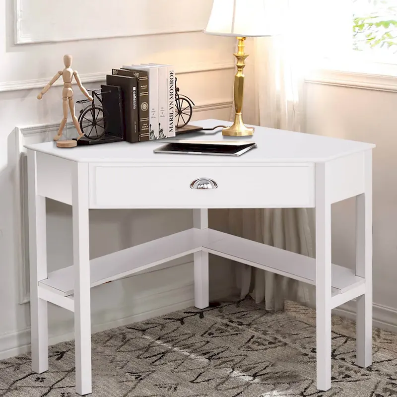 Corner Computer Desk Table Wooden Workstation Corner Laptop Desk
