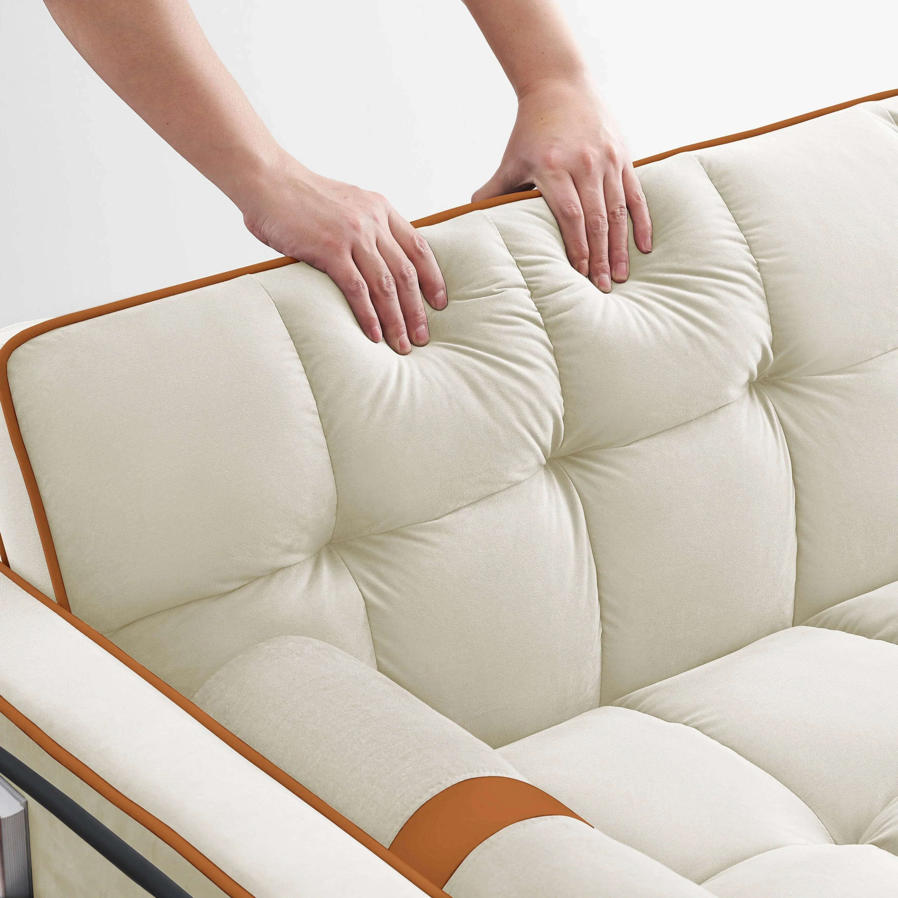 Velvet Convertible 55'' 2-Seater Sleeper Sofa with Pull-Out Bed, Adjustable Recline, Side Pockets, and Phone Holder
